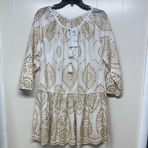 Dotti White and Tan Casual Dress